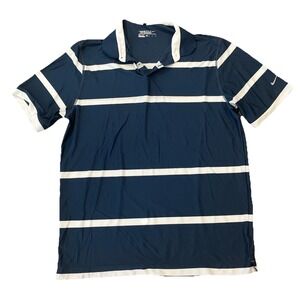Nike Dri Fit Golf Polo XL Blue White‎ Stripes